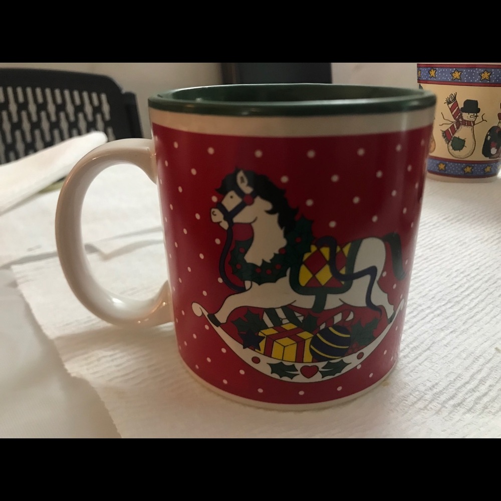 Vintage Christmas hobby horse mug